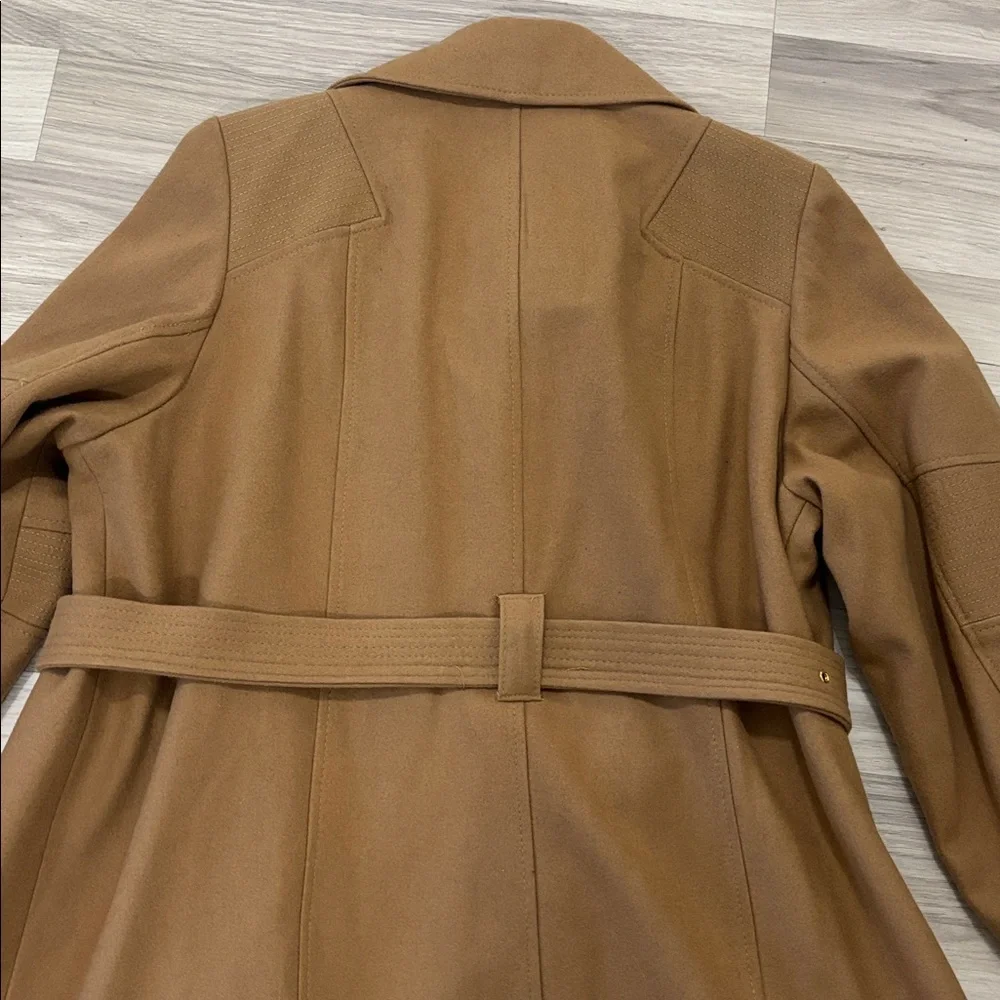 Michael Michael Kors Asymmetrical‎ Belted Wool Blend Camel Coat Size 2X